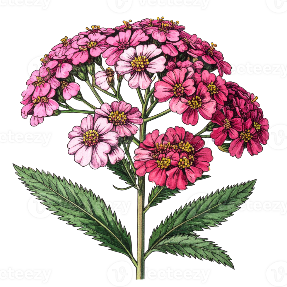 Pink and Red Flower Illustration on Transparent Background png