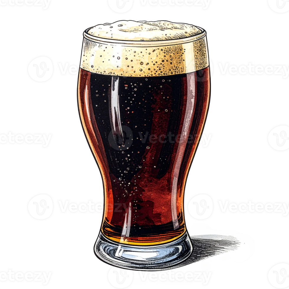 Dark Beer in Pint Glass Illustration png