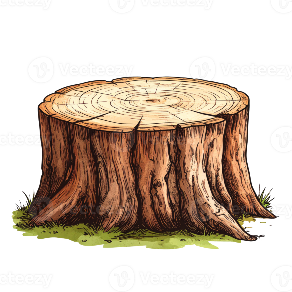 Detailed Illustration of a Brown Tree Stump png