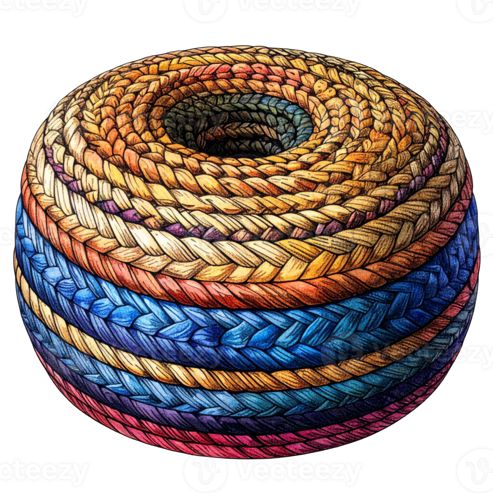Colorful Braided Rope Stack on Transparent Background png