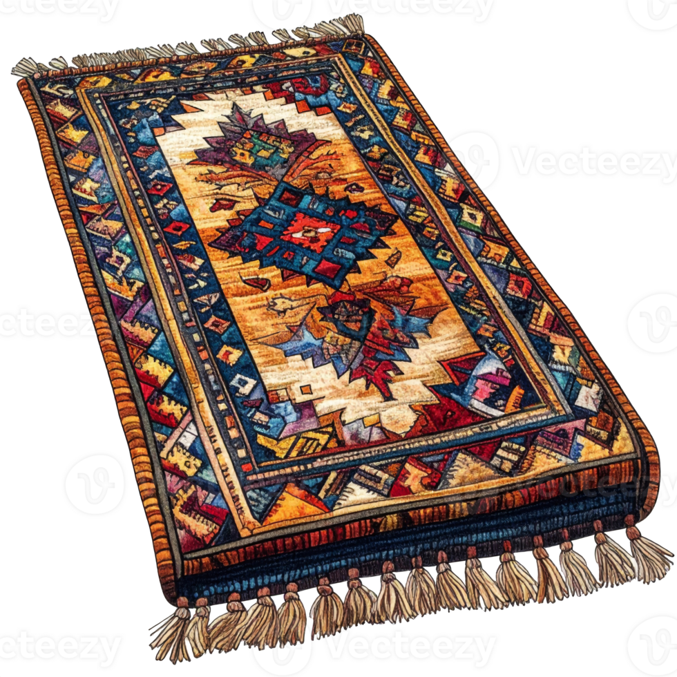 Colorful Geometric Rug with Intricate Design png