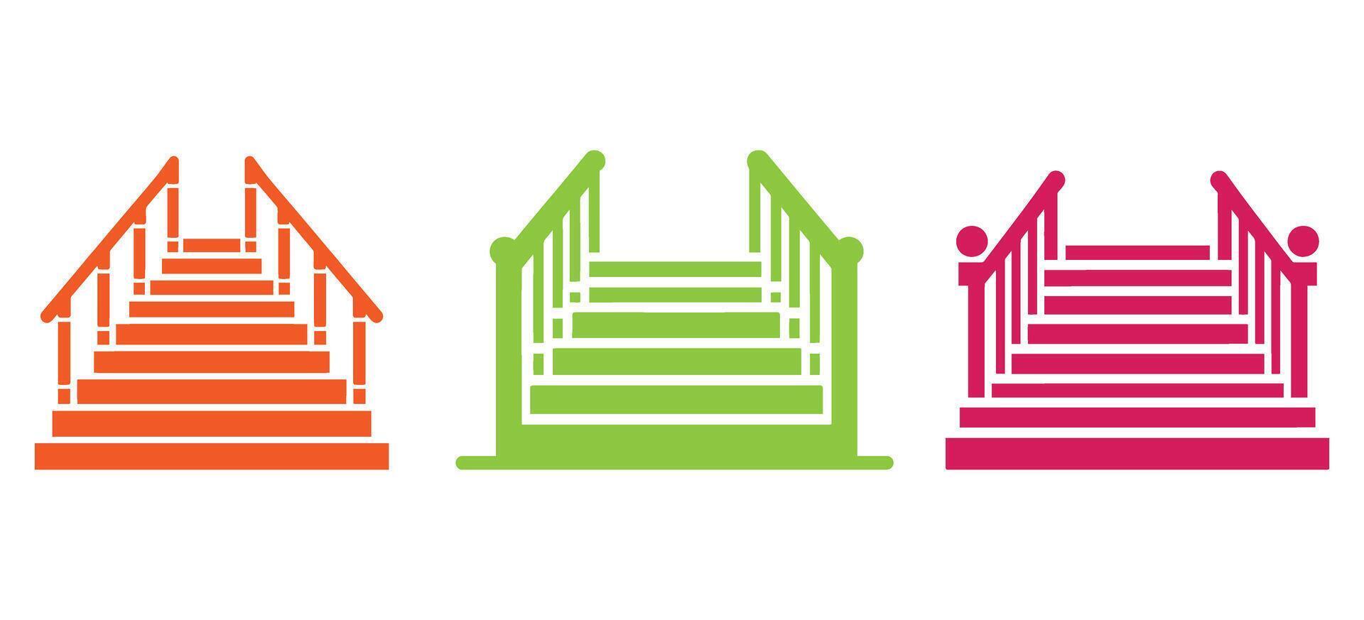 Staircase Steps Icon Collection Set Architecture Building Interior Design Elements Illustration Construction Symbol Pack vector