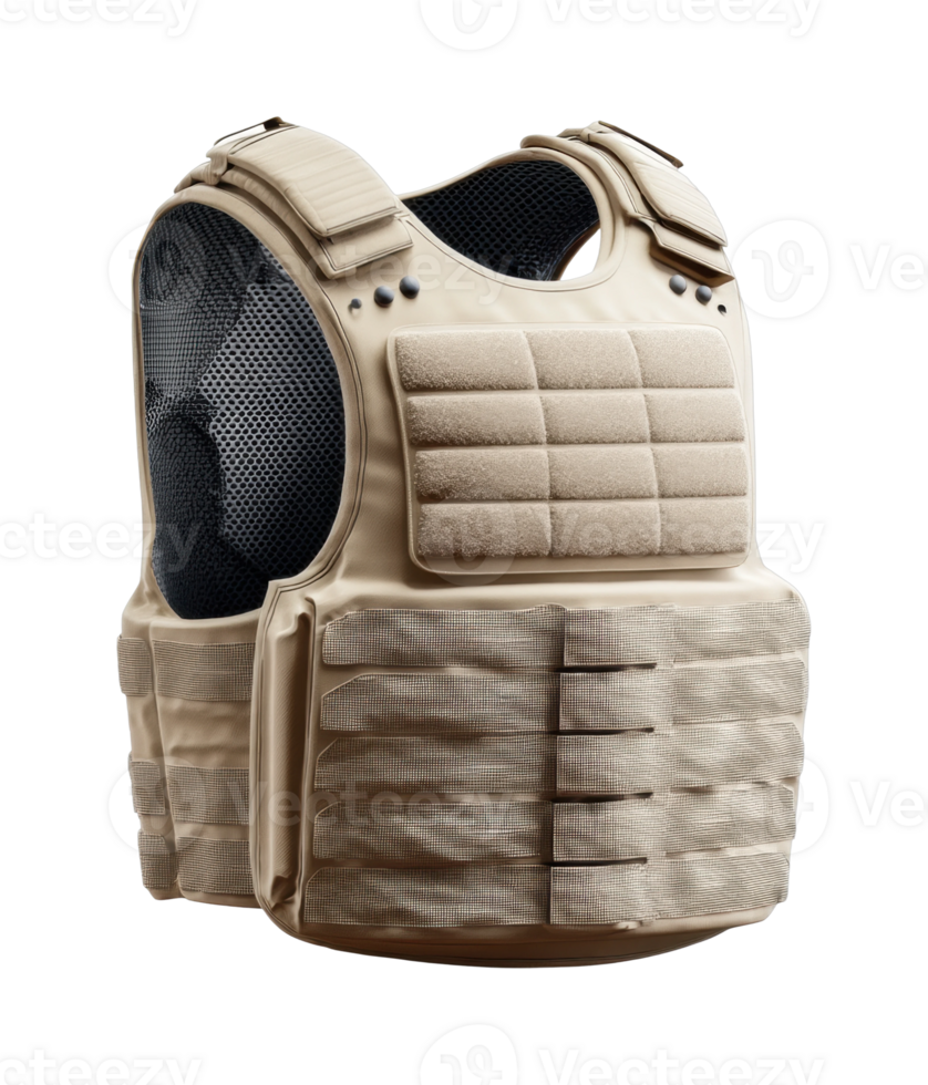 Modern tactical kevlar vest with padding and adjustable straps for enhanced protection png
