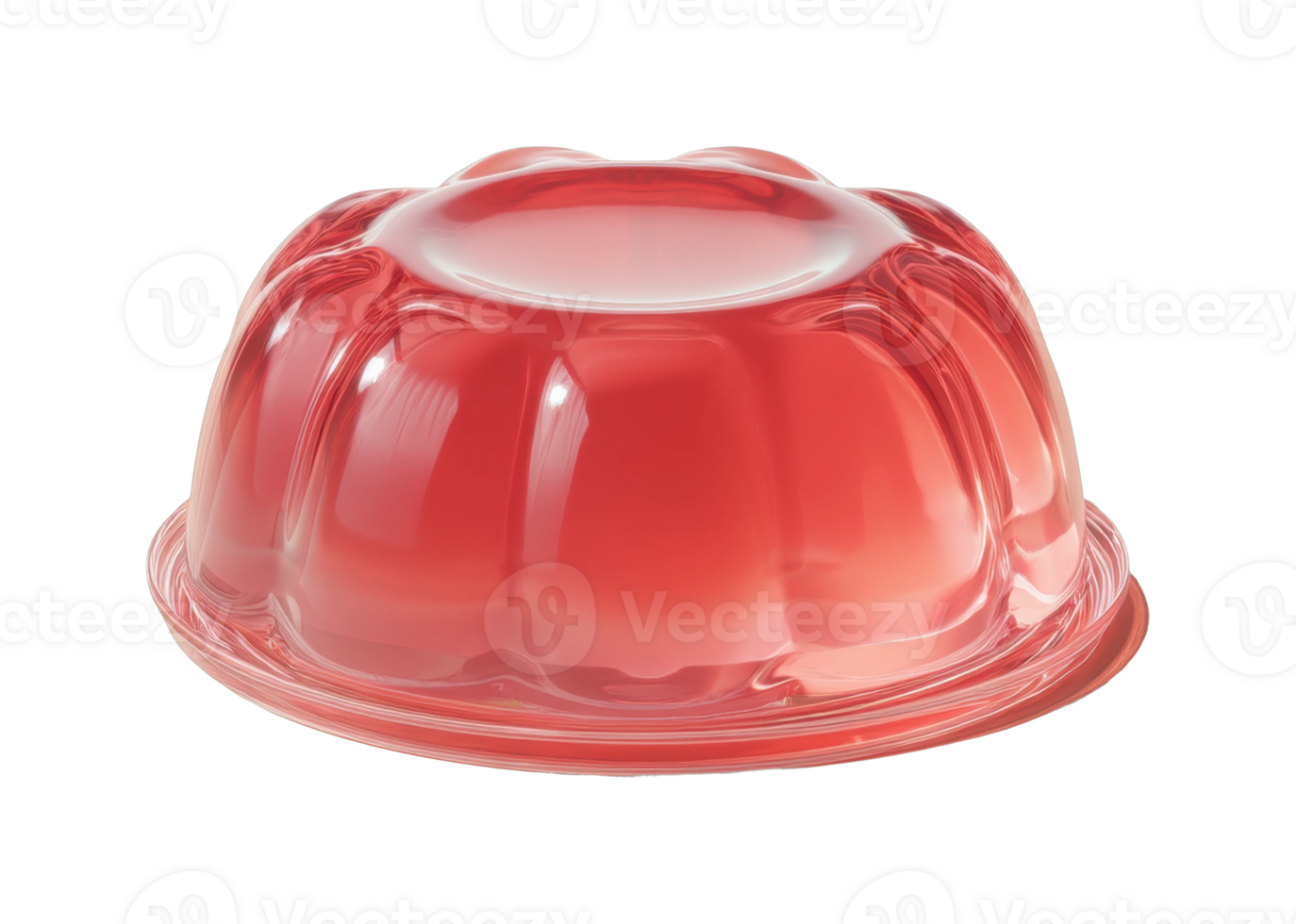 Red gelatin dessert mold with transparent glossy surface png