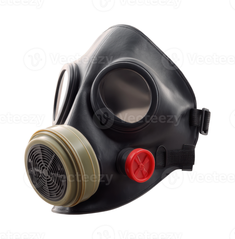 Industrial respirator gas mask with filters for safety and protection png