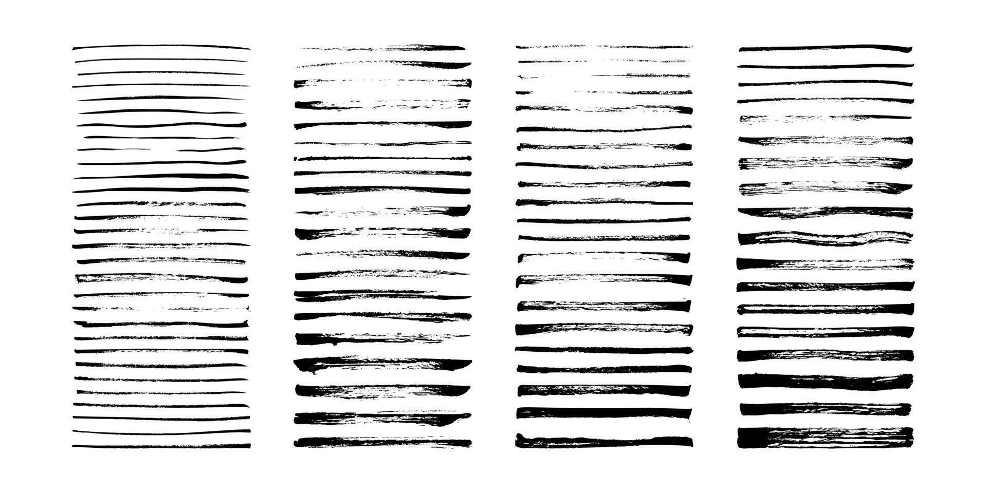 Hand drawn collection of thin abstract ink lines and brush strokes. Grunge set of graphic illustrations for banner template, various design projects. elements isolated on white background. vector