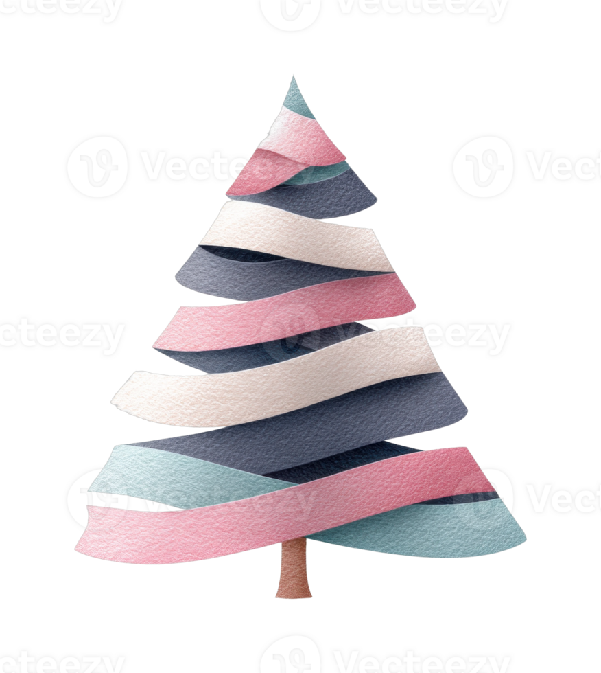 Stylized tree with colorful layered stripes decor png