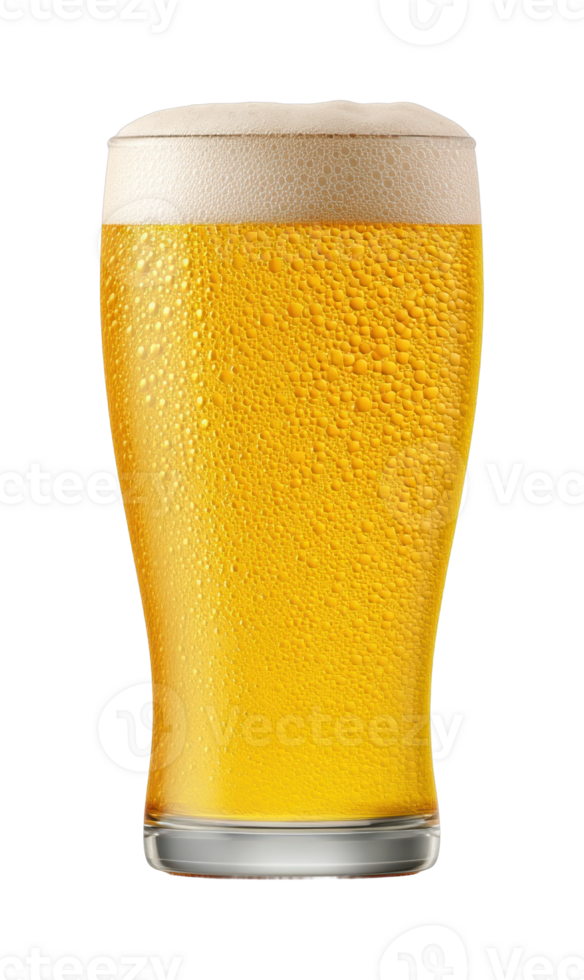 Refreshing glass of cold beer with foam on top png