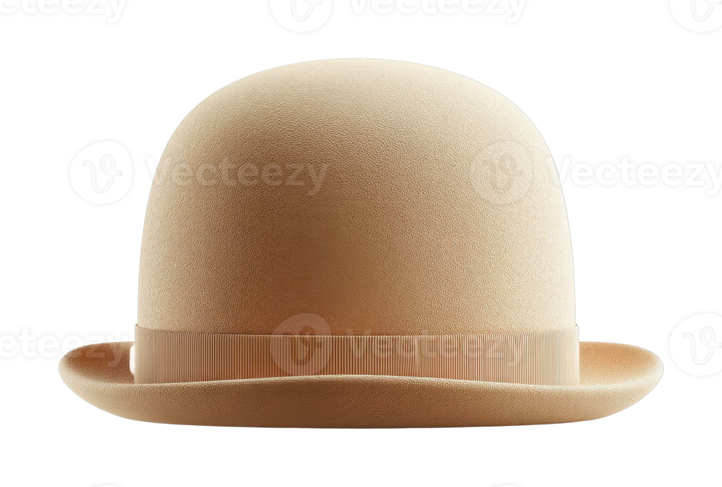 Classic vintage beige bowler hat isolated png