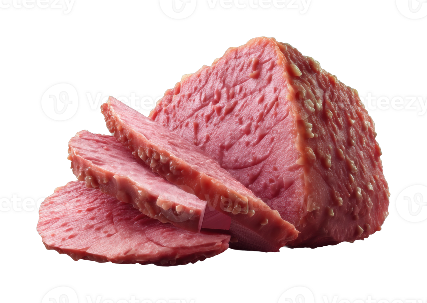 Freshly sliced pink meat with textured surface png