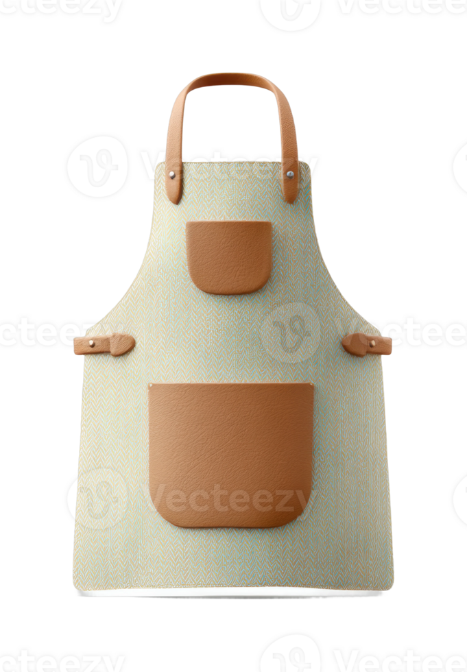 Stylish brown and beige apron with pockets for cooking or crafting png