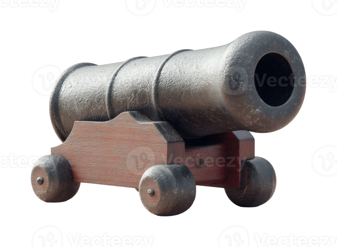 Antique bronze cannon on wooden carriage for historical artillery enthusiasts png