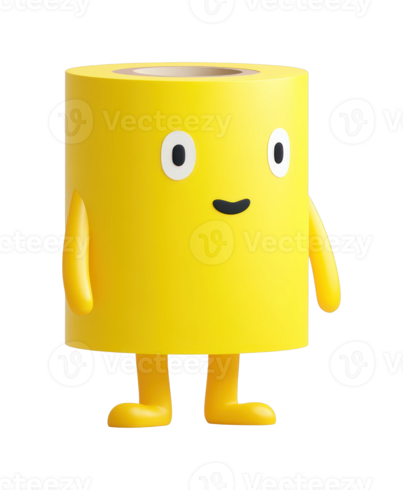 Yellow cartoon character resembling toilet paper roll with arms and legs png