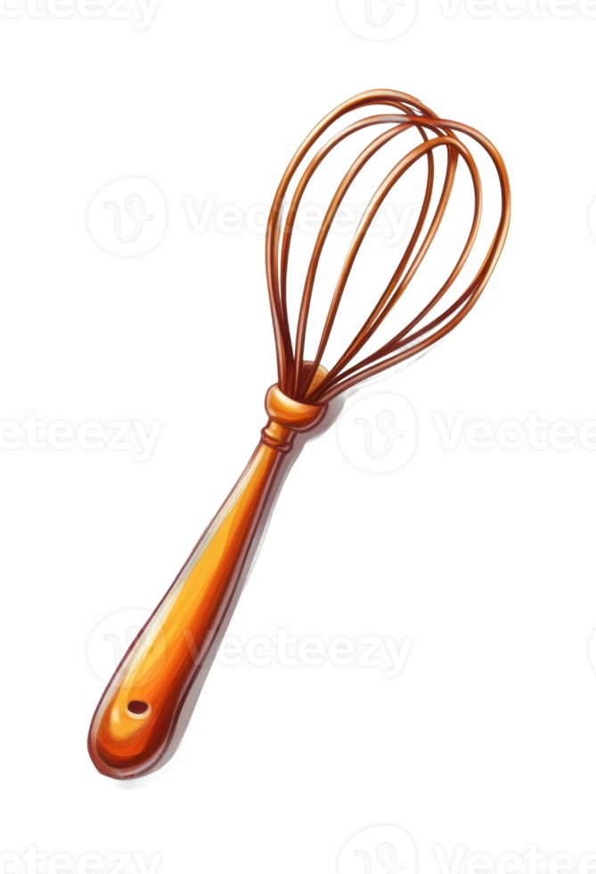 Wooden handled wire whisk for kitchen use png
