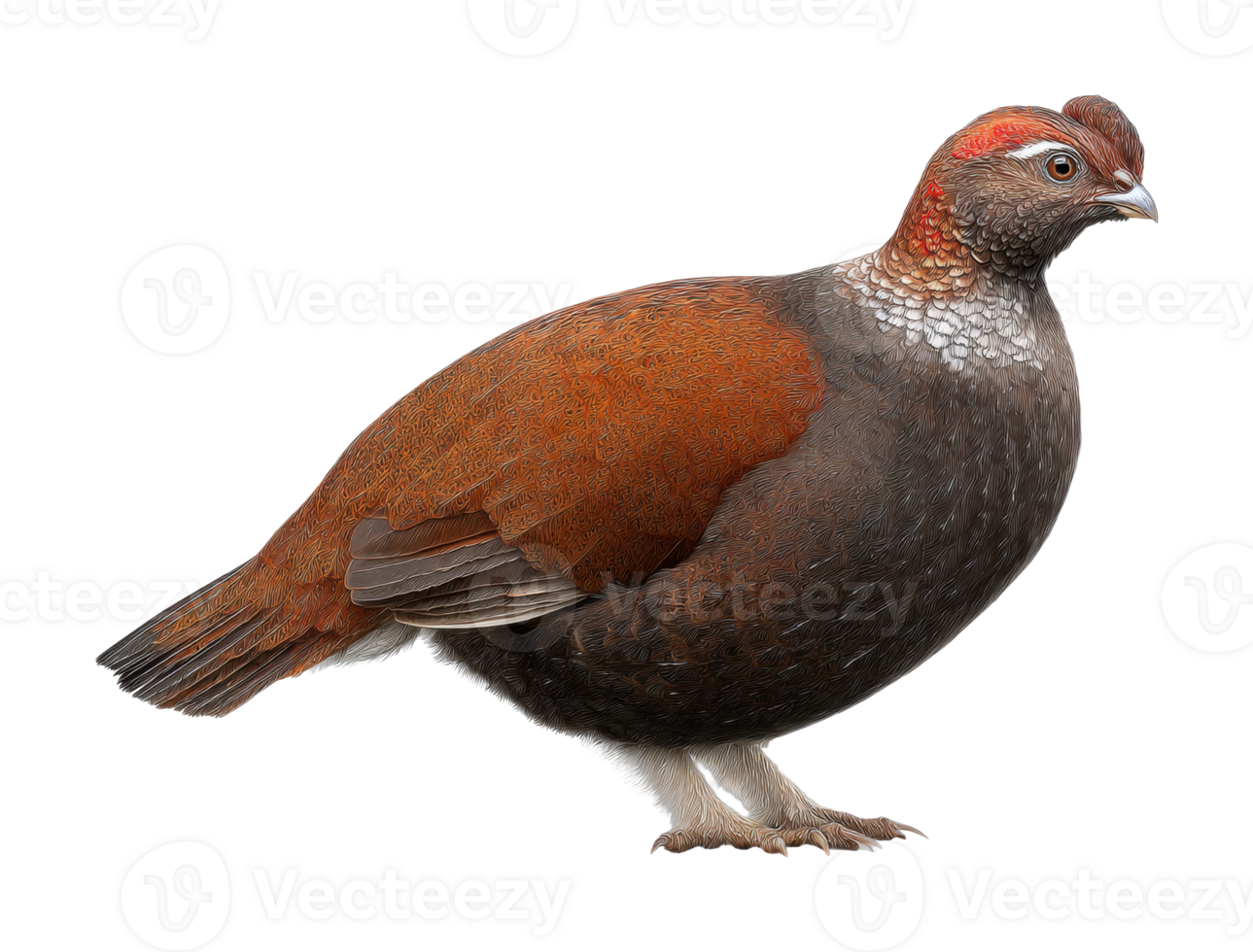 Detailed portrait of a chestnut-bellied partridge in profile png