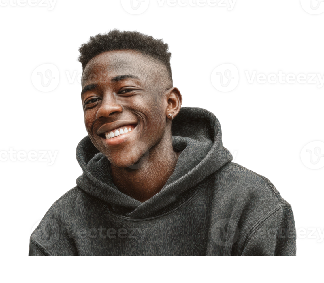 Smiling african young male wearing hoodie with earring png
