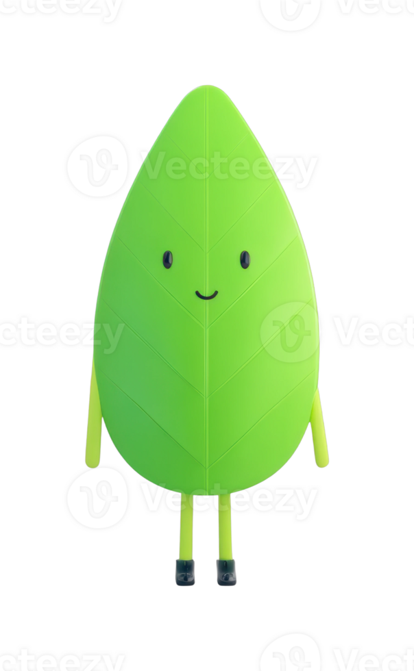 Cute leaf character with smile and small legs png