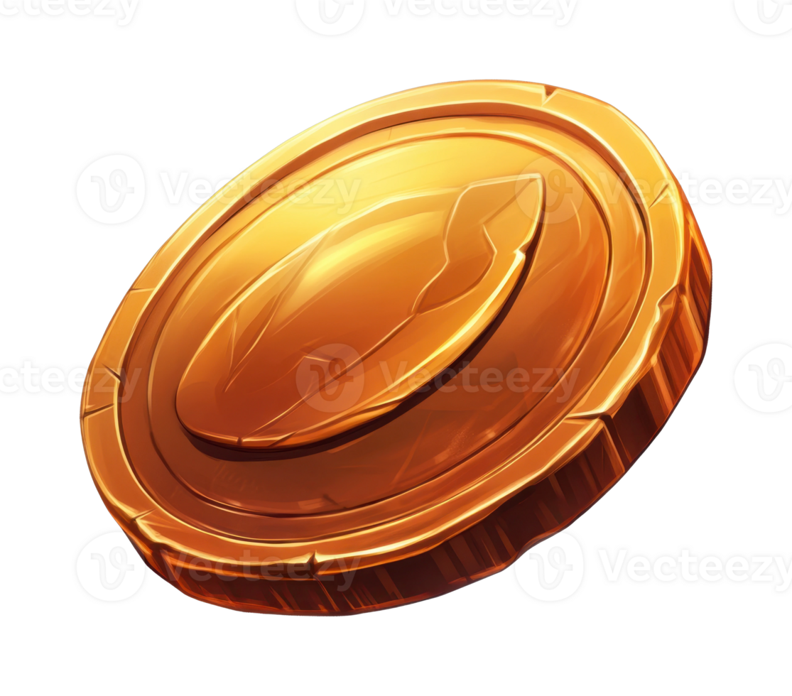 Golden cryptocurrency coin with lightning bolt symbol on surface png