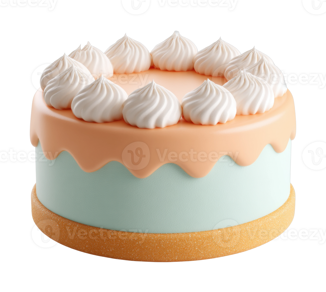 Elegant layered cake with creamy toppings png