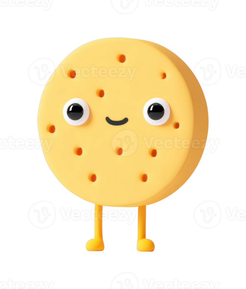 Cute smiling round cookie character with big eyes and small legs png