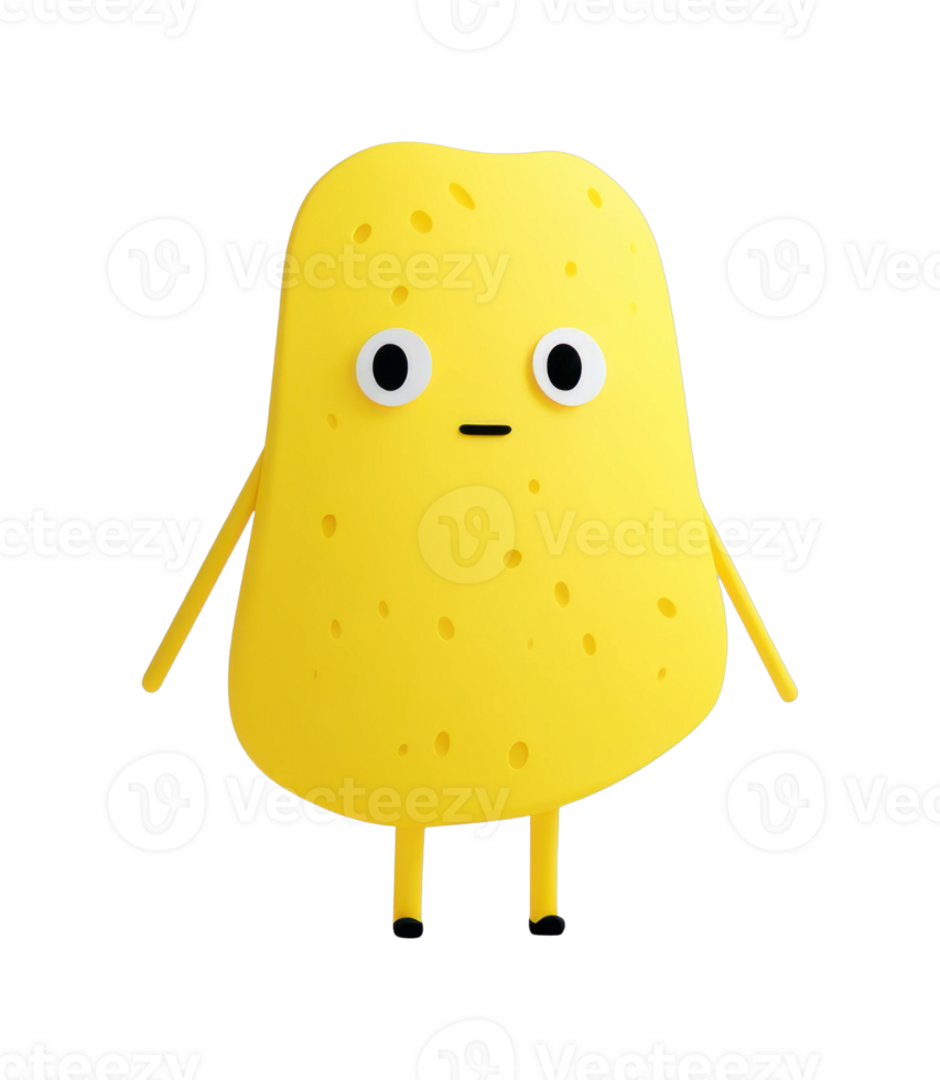 Cute yellow sponge cartoon with big eyes and simple design png