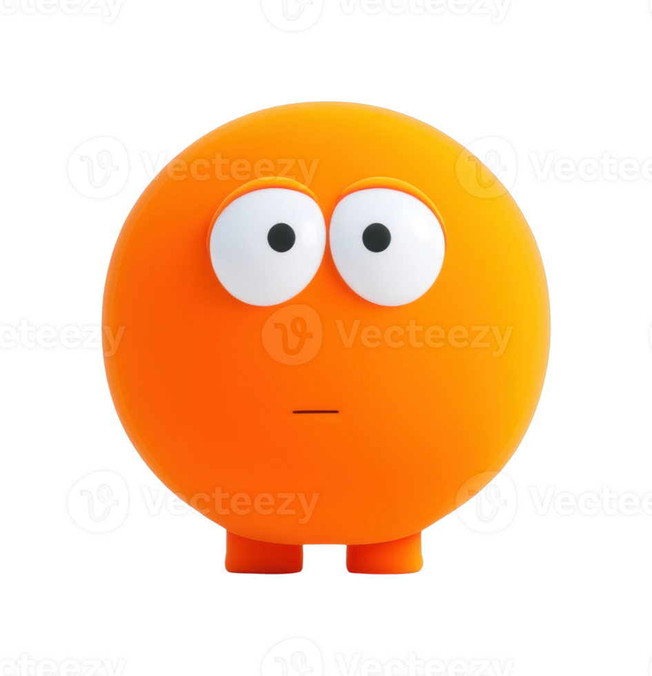 Cute round orange cartoon character with wide eyes and small feet png