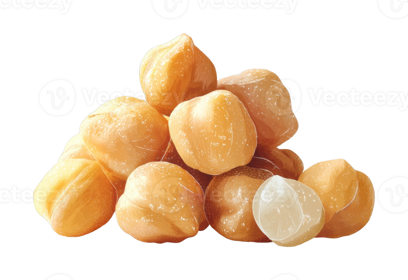 Freshly harvested ripe lanzones fruit cluster with juicy segments png