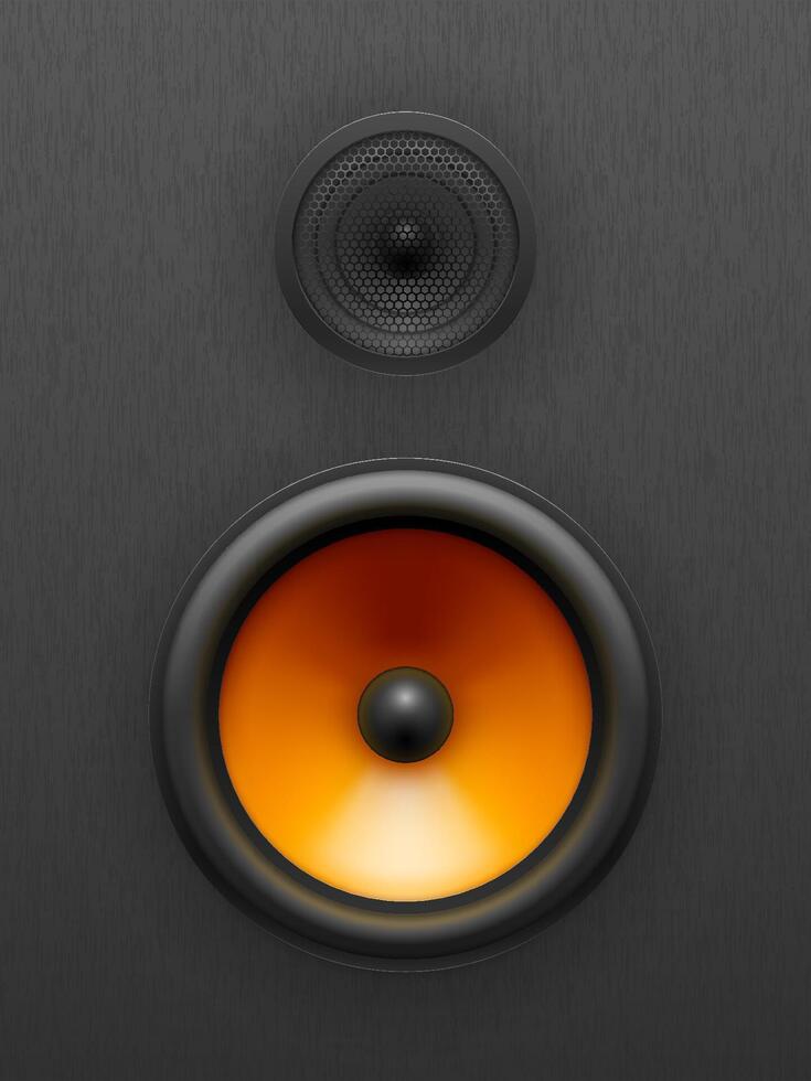 Orange woofers in a black speaker vector