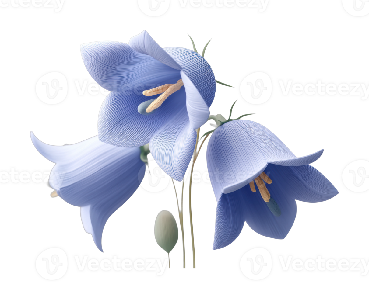Elegant blue bellflowers with delicate petals and detailed stamen png