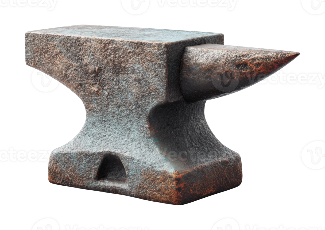 Rustic metal anvil with textured surface for forging and blacksmithing png