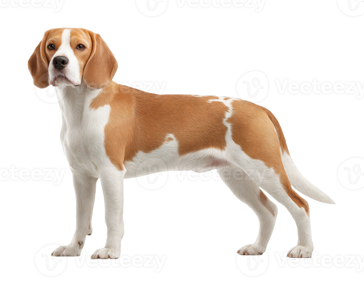 Full body portrait of a standing beagle dog png