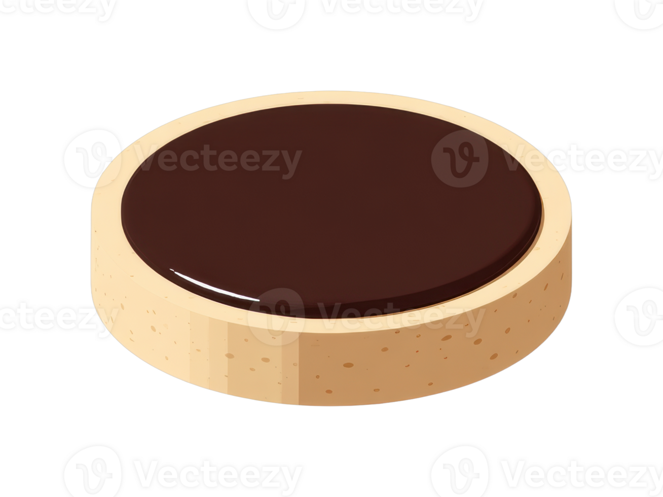 Delicious round chocolate tart on pastry base png