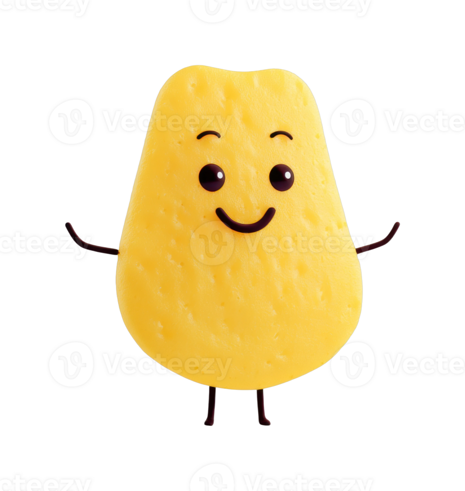 Cute smiling cheese character with arms and legs on black background png