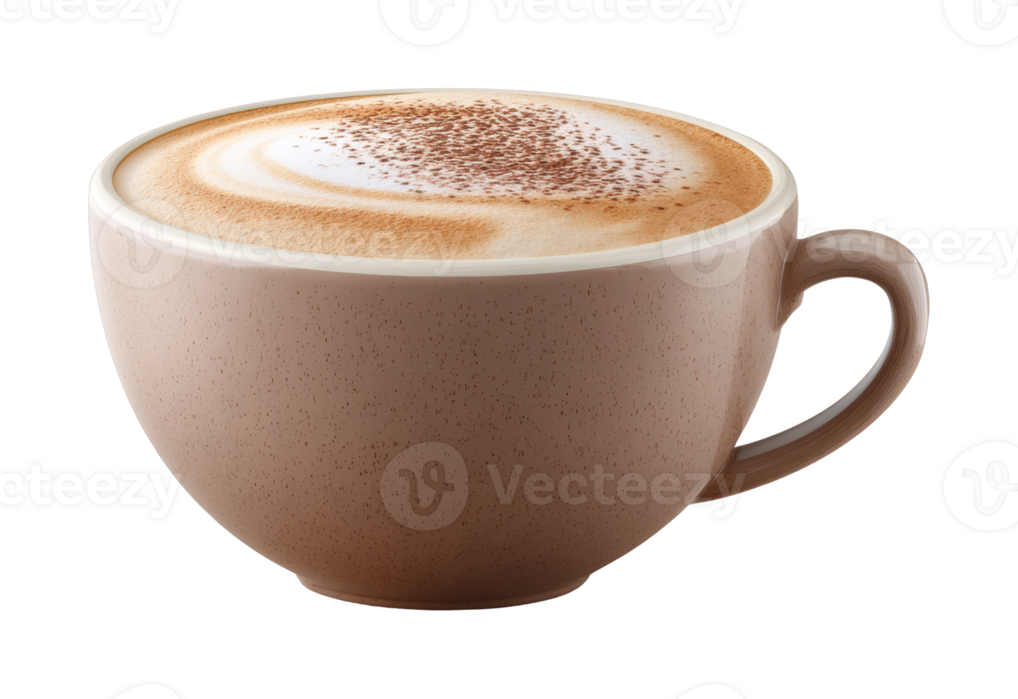 Creamy cappuccino in ceramic cup with smooth foam and chocolate sprinkles on top png