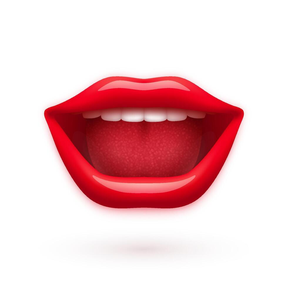illustration of open red lips vector