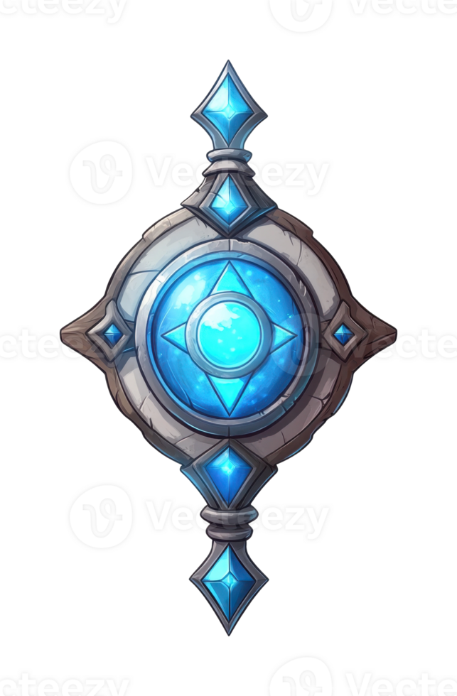 Blue gemstone ornamental pendant with intricate geometry png
