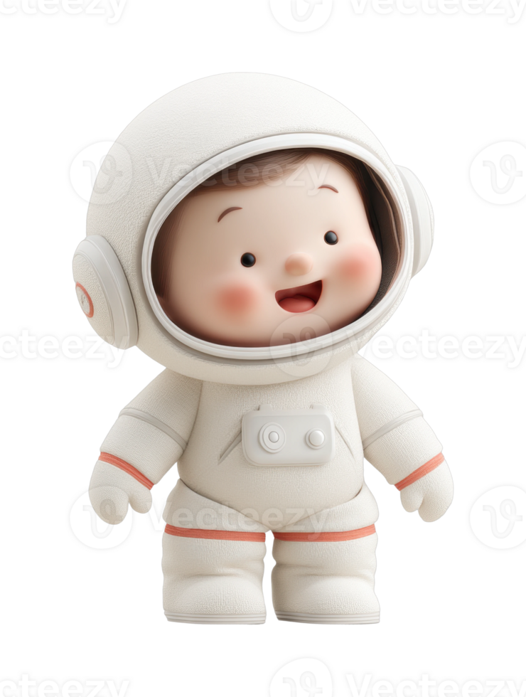 Cute cartoon astronaut baby in spacesuit smiling cheerfully png