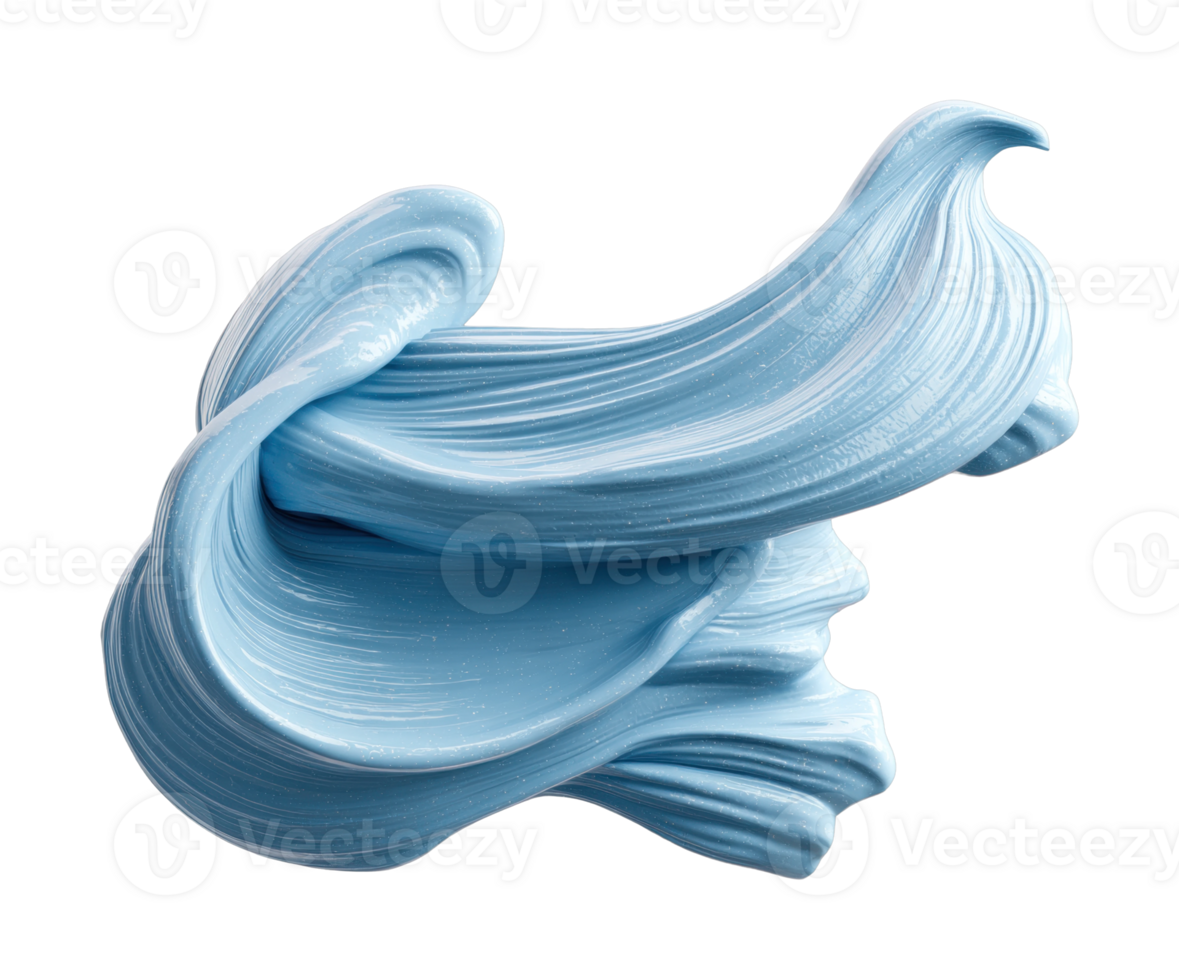 Swirling blue paint stroke creating abstract fluid shape png