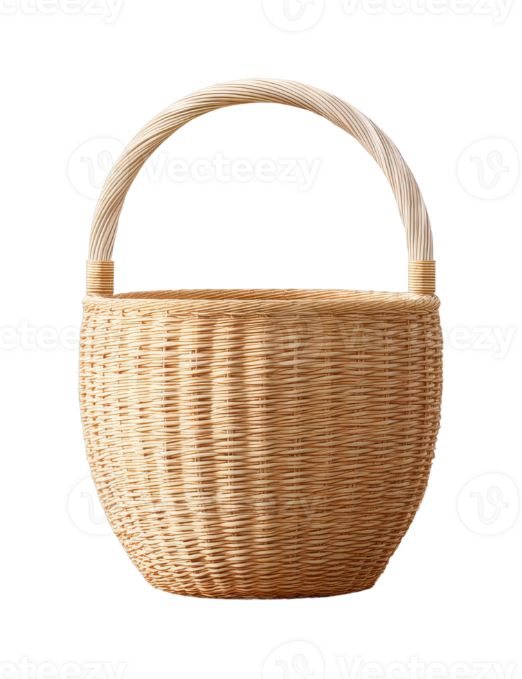 Natural woven basket with sturdy handle for home decor and storage png