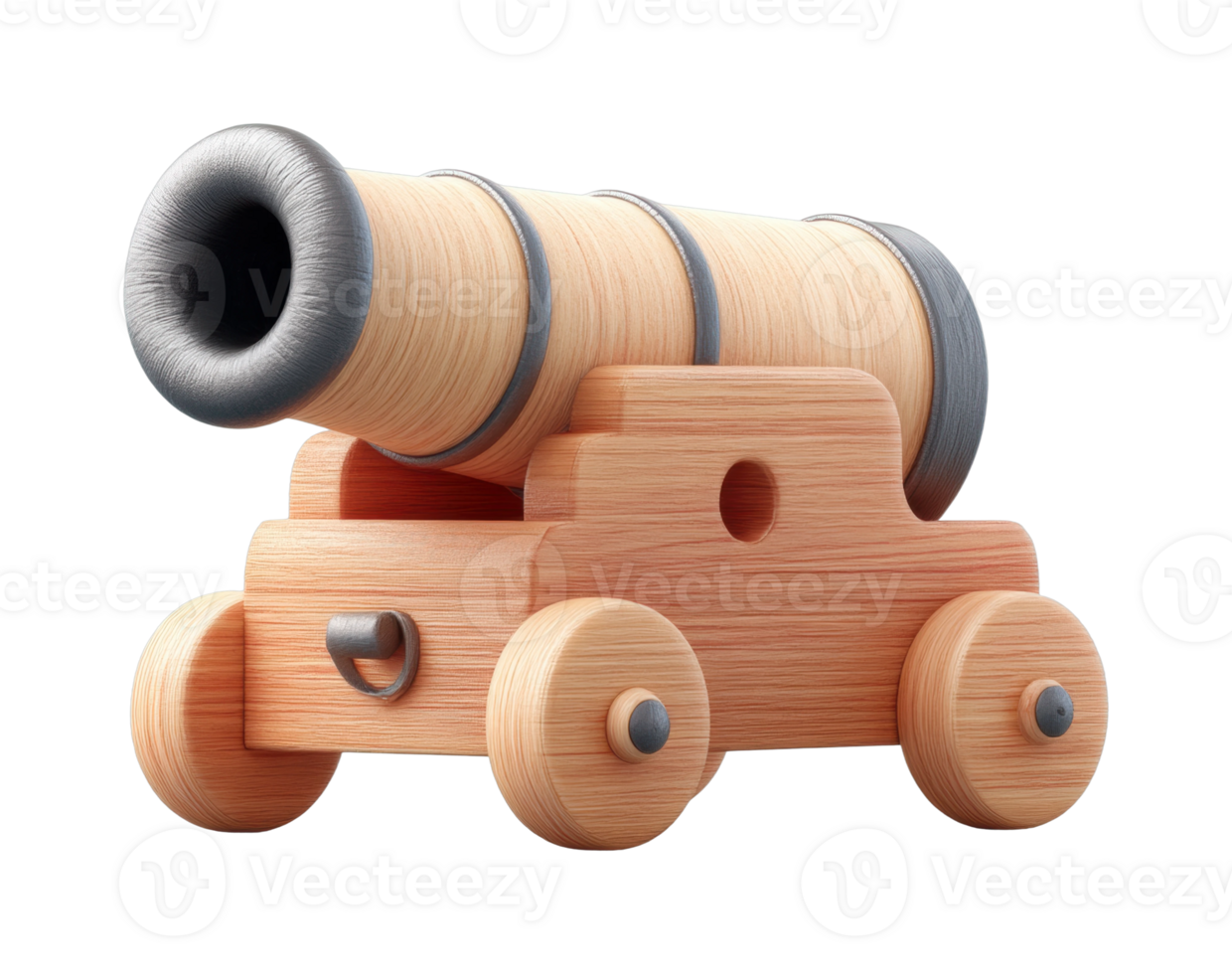Wooden toy cannon with wheels png