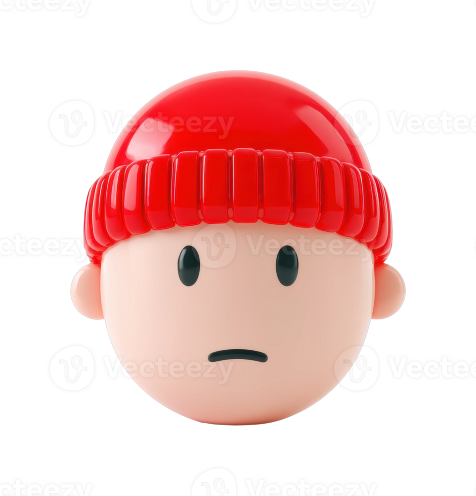 Minimalist cartoon character with red beanie png