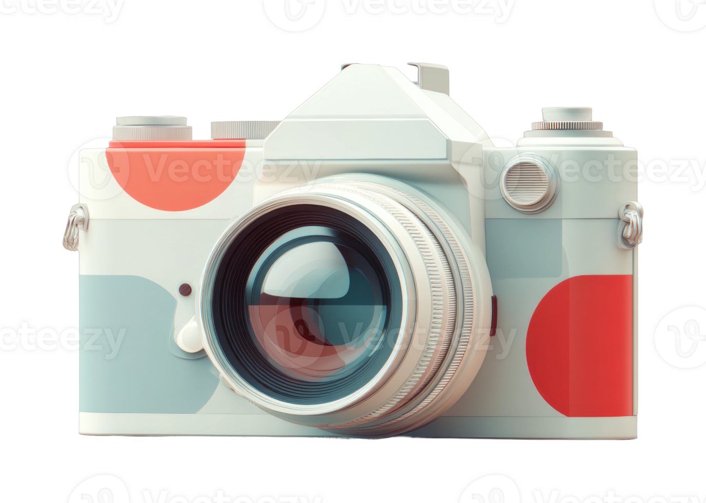 Retro-inspired camera with geometric design and large lens png