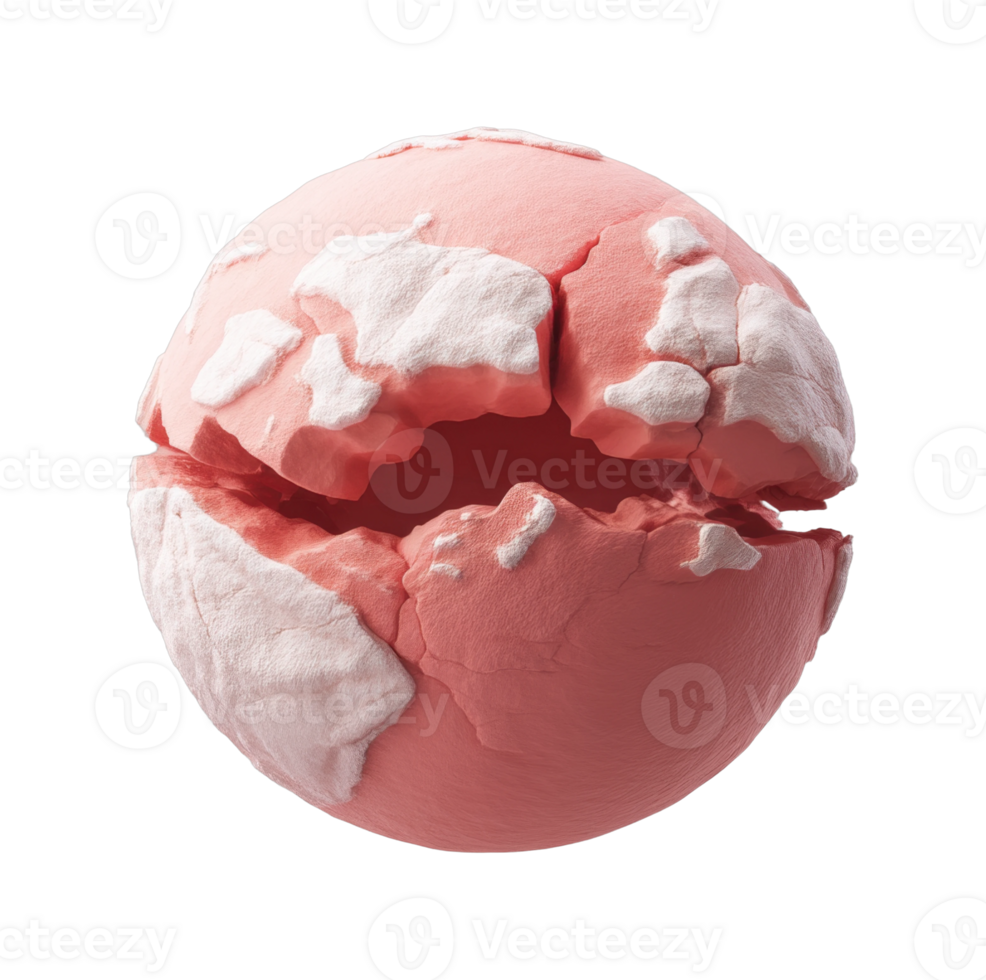Cracked abstract pink egg sculpture with textured surface png