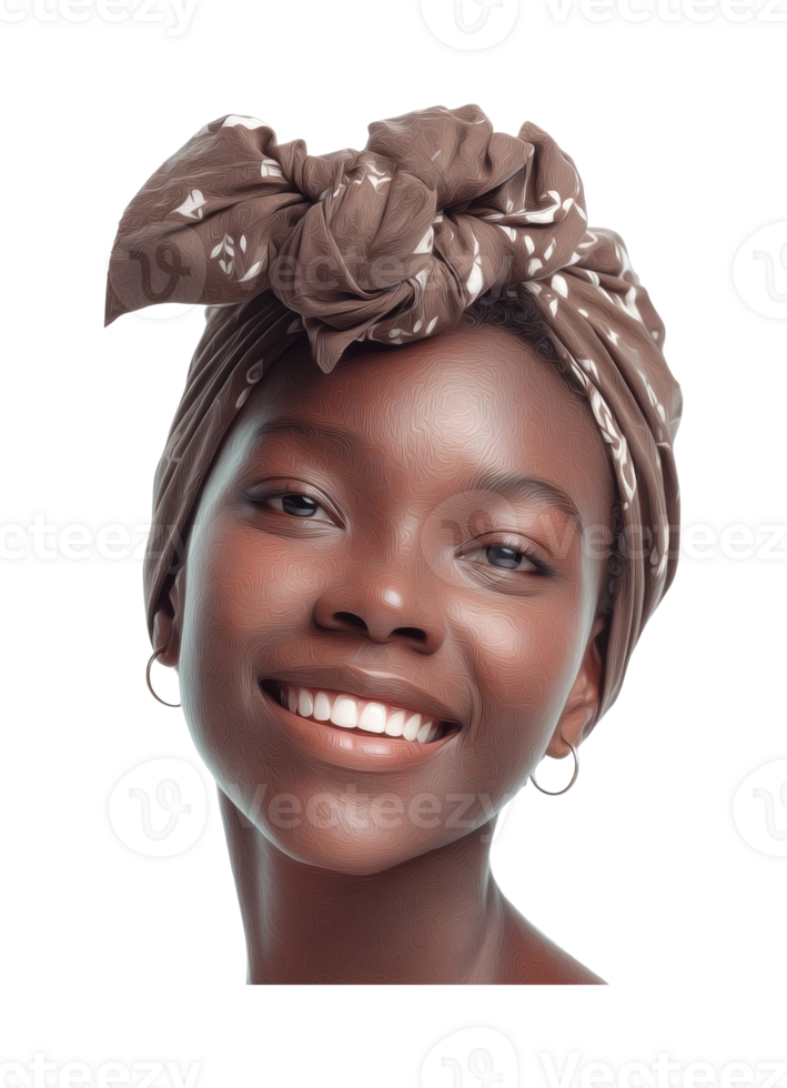 Smiling african female teen with headscarf and hoop earrings png