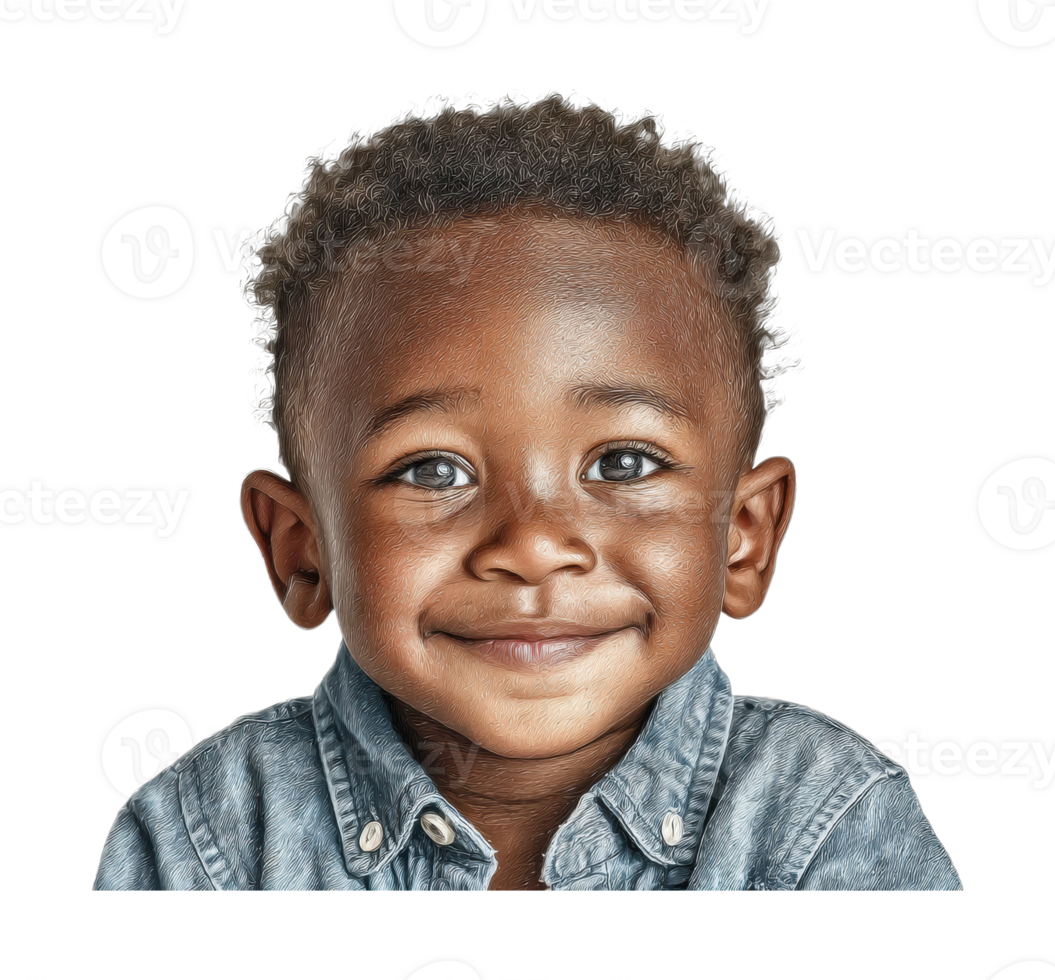 Smiling african child with denim shirt and cheerful expression png