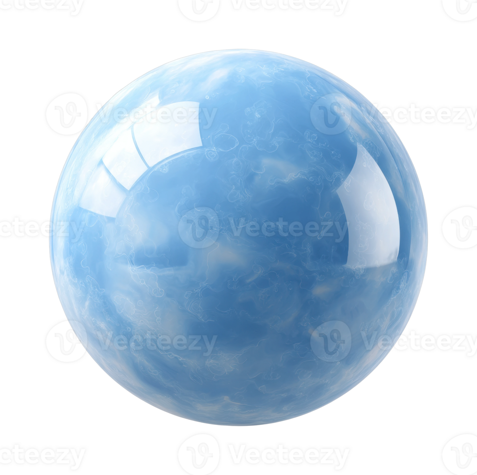 Shiny blue glass sphere with cloudy texture png