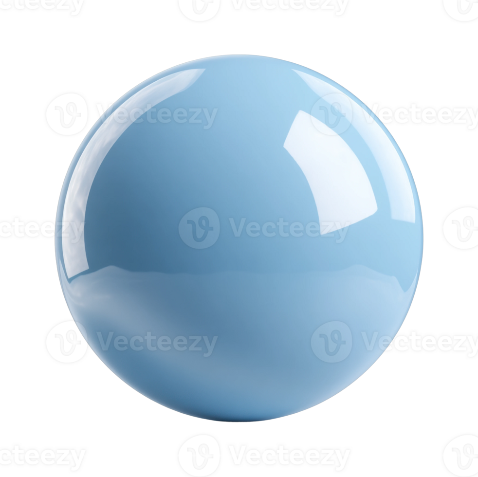 Smooth light blue sphere with reflective surface png