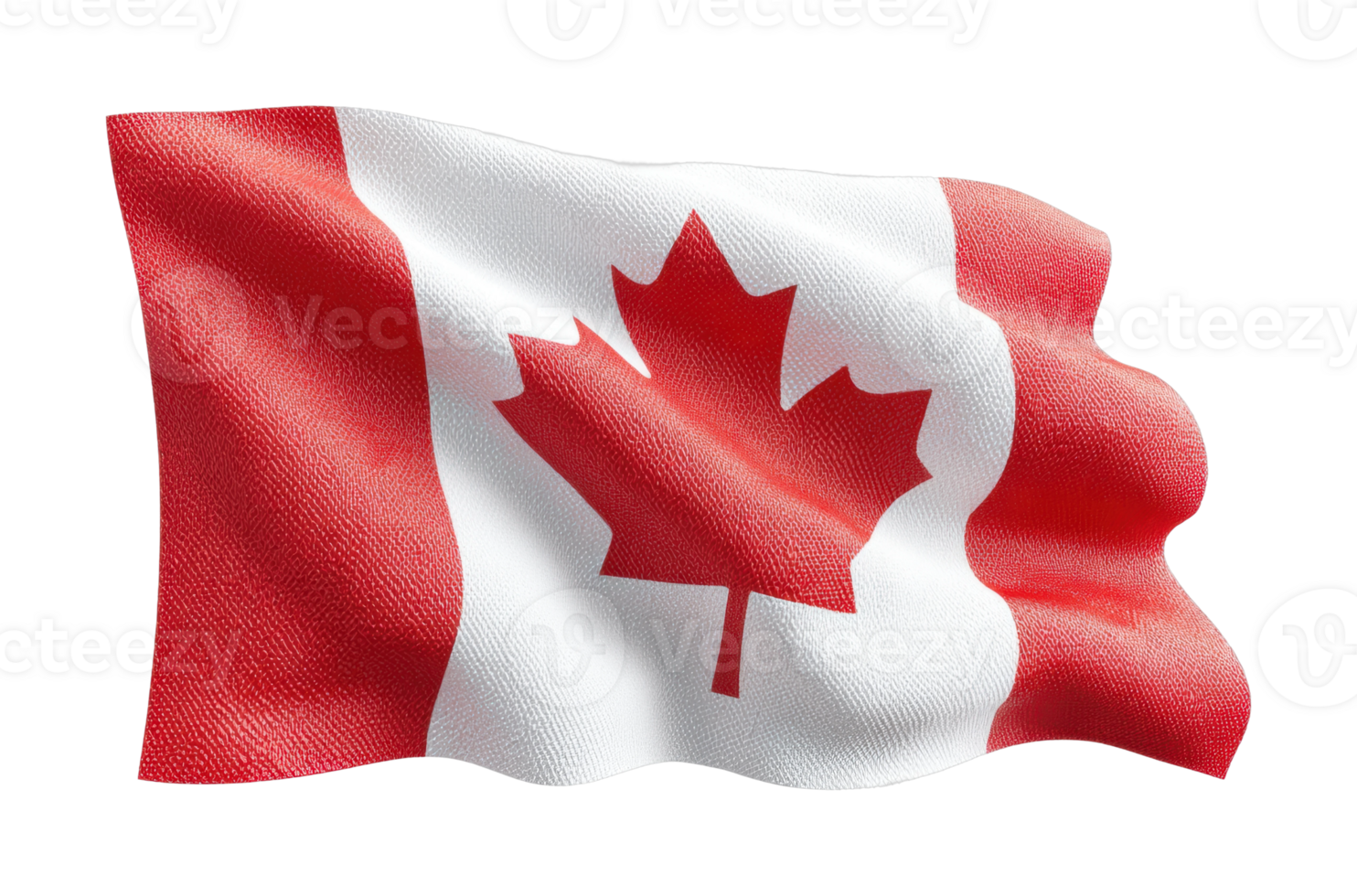Waving canadian flag with red maple leaf symbolizing national pride png
