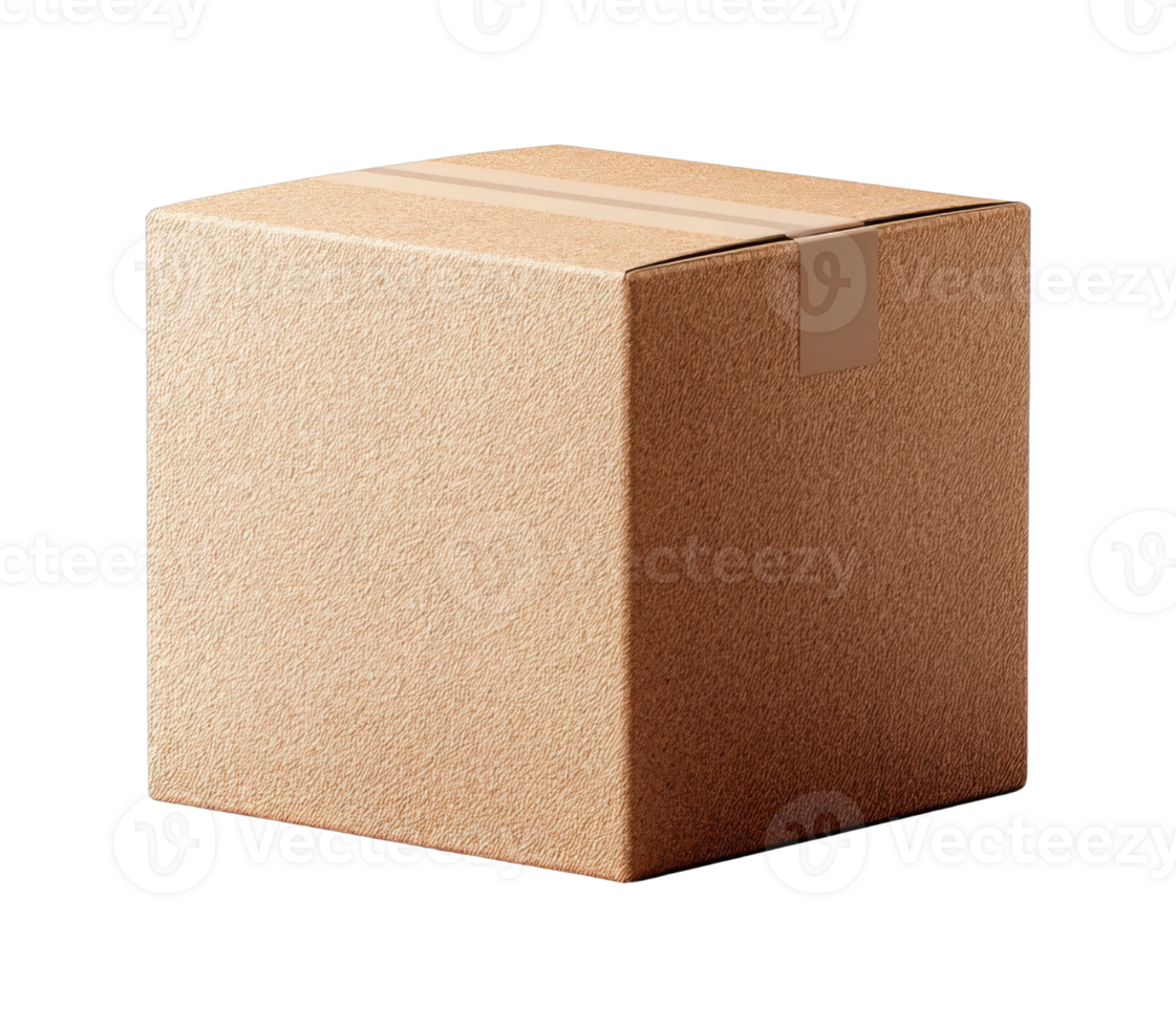 Cardboard box with closed lid and tape for packaging or shipping png