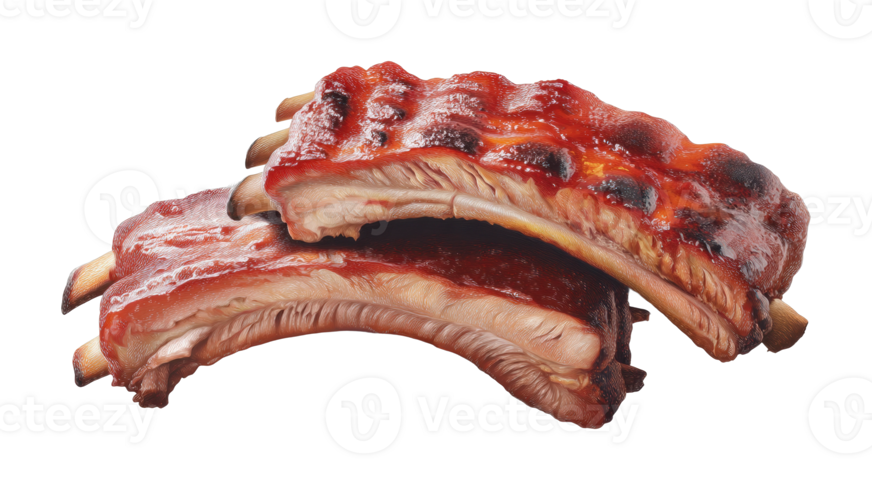 Succulent grilled barbecue pork ribs with rich glaze png